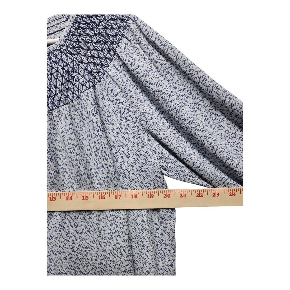Boho Smocked Neck Blouse Romantic Peasant Top Blue White GAP L - Picture 5 of 11